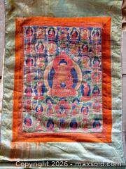 MaxSold Auction: Tibetan Thangka Painting of Buddha Grid with Silk Brocade - Chatham (New Jersey, USA) PARTNER MANAGED Estate Sale Online Auction - River Road