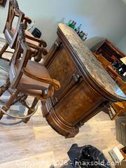 MaxSold Auction: Traditional Dark Walnut Home Bar with Marble Top - Brantford (Ontario, Canada) PARTNER MANAGED Estate Sale Online Auction - Marshall Street