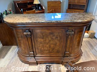 MaxSold Auction: Traditional Dark Walnut Home Bar with Marble Top - Brantford (Ontario, Canada) PARTNER MANAGED Estate Sale Online Auction - Marshall Street