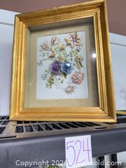 MaxSold Auction: Gilt Wood Framed Porcelain Floral Wall Plaque, measuring 16 1/2 inches wide by 19 1/2 inches high. - Warwick (Rhode Island, USA) SELLER MANAGED Reseller Online Auction - Warwick Avenue