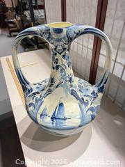 MaxSold Auction: Large Delft Blue & White Porcelain Double-Handled Vase - Warwick (Rhode Island, USA) SELLER MANAGED Reseller Online Auction - Warwick Avenue