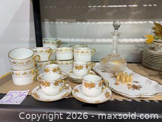 MaxSold Auction: Vintage China Floral Demitasse Coffee Set with Glass Decanter & Serving Tray - Warwick (Rhode Island, USA) SELLER MANAGED Reseller Online Auction - Warwick Avenue