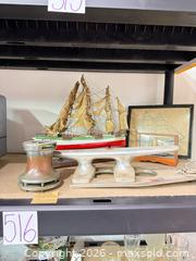 MaxSold Auction: Vintage Large Wooden Model Ship with Small Ship in Display Case, Cleat & Winch  - Warwick (Rhode Island, USA) SELLER MANAGED Reseller Online Auction - Warwick Avenue