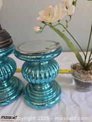 MaxSold Auction: Assorted Turquoise & Frosted Glass Vases, Pedestals, Lamp & Faux Flowers - Aurora (Colorado, USA) SELLER MANAGED Estate Sale Online Auction - East Lasalle Place