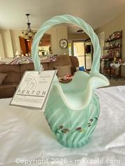 MaxSold Auction: Fenton Opulence Handled Glass Basket with Hand-Painted Floral - Aurora (Colorado, USA) SELLER MANAGED Estate Sale Online Auction - East Lasalle Place