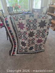 MaxSold Auction: Hand-Quilted Patchwork Full/Double Quilt with Star Blocks - Aurora (Colorado, USA) SELLER MANAGED Estate Sale Online Auction - East Lasalle Place