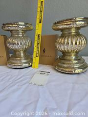 MaxSold Auction: Luminara Antiqued Mercury Glass Pillar Candle Holders, Pair - Aurora (Colorado, USA) SELLER MANAGED Estate Sale Online Auction - East Lasalle Place