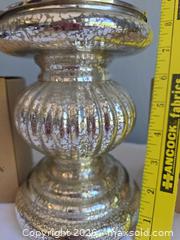 MaxSold Auction: Luminara Antiqued Mercury Glass Pillar Candle Holders, Pair - Aurora (Colorado, USA) SELLER MANAGED Estate Sale Online Auction - East Lasalle Place