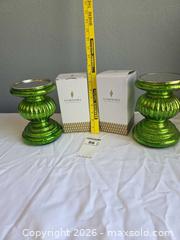 MaxSold Auction: Luminara Green Glass Candle Holder Pair - Aurora (Colorado, USA) SELLER MANAGED Estate Sale Online Auction - East Lasalle Place