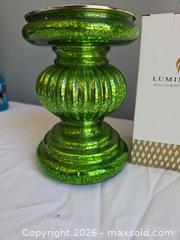 MaxSold Auction: Luminara Green Glass Candle Holder Pair - Aurora (Colorado, USA) SELLER MANAGED Estate Sale Online Auction - East Lasalle Place