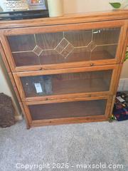 MaxSold Auction: Oak Veneer Barrister Bookcase with Leaded Glass Doors - Aurora (Colorado, USA) SELLER MANAGED Estate Sale Online Auction - East Lasalle Place