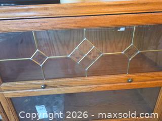 MaxSold Auction: Oak Veneer Barrister Bookcase with Leaded Glass Doors - Aurora (Colorado, USA) SELLER MANAGED Estate Sale Online Auction - East Lasalle Place