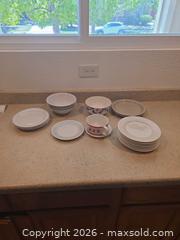 MaxSold Auction: Porcelain dinnerware lot – mixed white, gray & patterned pieces - Aurora (Colorado, USA) SELLER MANAGED Estate Sale Online Auction - East Lasalle Place