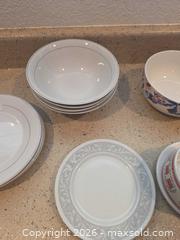 MaxSold Auction: Porcelain dinnerware lot – mixed white, gray & patterned pieces - Aurora (Colorado, USA) SELLER MANAGED Estate Sale Online Auction - East Lasalle Place