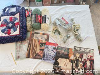 MaxSold Auction: Red Heart Worsted Yarn Lot with Crochet Hook and Granny Squares - Aurora (Colorado, USA) SELLER MANAGED Estate Sale Online Auction - East Lasalle Place