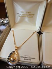 MaxSold Auction: Sapphire and Diamond Jewelry Set - Necklace, Earrings & Studs - Aurora (Colorado, USA) SELLER MANAGED Estate Sale Online Auction - East Lasalle Place