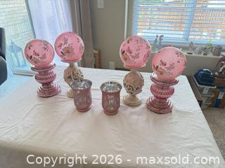 MaxSold Auction: Set of 4 Floral Globe Battery Lights with 2 Pink Votive Holders - Aurora (Colorado, USA) SELLER MANAGED Estate Sale Online Auction - East Lasalle Place