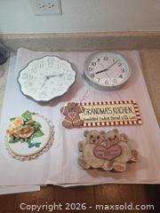 MaxSold Auction: Set of Wall Clock, Sign, Plaque and Embroidery Hoop Art - Aurora (Colorado, USA) SELLER MANAGED Estate Sale Online Auction - East Lasalle Place