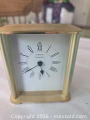 MaxSold Auction: Tiffany & Co. Small Brass Desk/Mantel Clock, Roman Numerals - Aurora (Colorado, USA) SELLER MANAGED Estate Sale Online Auction - East Lasalle Place