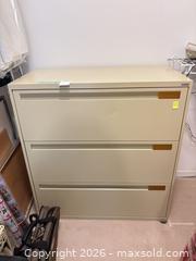 MaxSold Auction: Beige Metal 3-Drawer Lateral File Cabinet - Saanich (British Columbia, Canada) PARTNER MANAGED Moving Online Auction - Arbutus Road (CONDO)