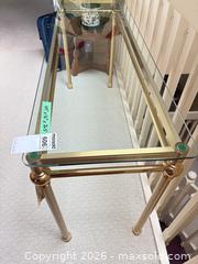 MaxSold Auction: Brass-Plated Glass Top Console Table, 48 x 16 x 25 - Saanich (British Columbia, Canada) PARTNER MANAGED Moving Online Auction - Arbutus Road (CONDO)