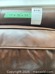 MaxSold Auction: Brown Genuine Leather 3-Seater Sofa with Rolled Arms - Saanich (British Columbia, Canada) PARTNER MANAGED Moving Online Auction - Arbutus Road (CONDO)