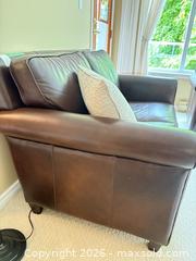 MaxSold Auction: Brown Leather Loveseat with Rolled Arms - Saanich (British Columbia, Canada) PARTNER MANAGED Moving Online Auction - Arbutus Road (CONDO)