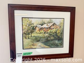 MaxSold Auction: Framed Watercolor Landscape by L.J. Phillips, 23 x 19 in - Saanich (British Columbia, Canada) PARTNER MANAGED Moving Online Auction - Arbutus Road (CONDO)