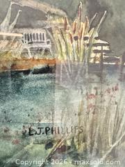 MaxSold Auction: Framed Watercolor Landscape by L.J. Phillips, 23 x 19 in - Saanich (British Columbia, Canada) PARTNER MANAGED Moving Online Auction - Arbutus Road (CONDO)