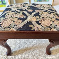 MaxSold Auction: Framed Watercolor Painting and Upholstered Wood Footstool - Saanich (British Columbia, Canada) PARTNER MANAGED Moving Online Auction - Arbutus Road (CONDO)
