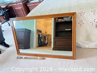 MaxSold Auction: Large Traditional Brown Vilas Wood Wall Mirror with Glass - Saanich (British Columbia, Canada) PARTNER MANAGED Moving Online Auction - Arbutus Road (CONDO)