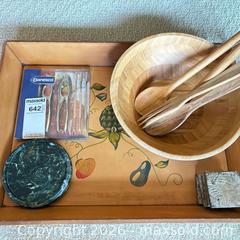 MaxSold Auction: Mixed Lot: Wooden Serving Set with Marble Coaster - Saanich (British Columbia, Canada) PARTNER MANAGED Moving Online Auction - Arbutus Road (CONDO)