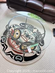 MaxSold Auction: Round Glass Top Coffee Table with Metal Base, ~42" Dia - Saanich (British Columbia, Canada) PARTNER MANAGED Moving Online Auction - Arbutus Road (CONDO)