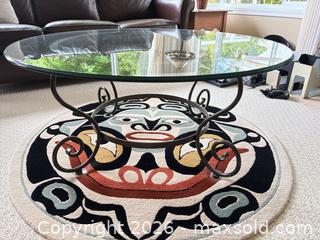 MaxSold Auction: Round Glass Top Coffee Table with Metal Base, ~42" Dia - Saanich (British Columbia, Canada) PARTNER MANAGED Moving Online Auction - Arbutus Road (CONDO)
