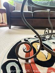 MaxSold Auction: Round Glass Top Coffee Table with Metal Base, ~42" Dia - Saanich (British Columbia, Canada) PARTNER MANAGED Moving Online Auction - Arbutus Road (CONDO)