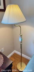 MaxSold Auction: Traditional Brass Floor Lamp with Cream Fabric Shade - Saanich (British Columbia, Canada) PARTNER MANAGED Moving Online Auction - Arbutus Road (CONDO)