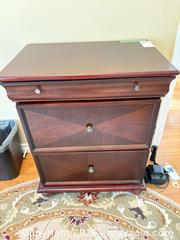 MaxSold Auction: Traditional Dark Cherry 3-Drawer Wood side table  - Saanich (British Columbia, Canada) PARTNER MANAGED Moving Online Auction - Arbutus Road (CONDO)
