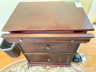 MaxSold Auction: Traditional Dark Cherry 3-Drawer Wood side table  - Saanich (British Columbia, Canada) PARTNER MANAGED Moving Online Auction - Arbutus Road (CONDO)