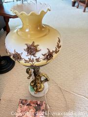 MaxSold Auction: Victorian Revival Cherub Table Lamp with Ruffled Glass Shade - Saanich (British Columbia, Canada) PARTNER MANAGED Moving Online Auction - Arbutus Road (CONDO)
