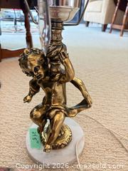 MaxSold Auction: Victorian Revival Cherub Table Lamp with Ruffled Glass Shade - Saanich (British Columbia, Canada) PARTNER MANAGED Moving Online Auction - Arbutus Road (CONDO)