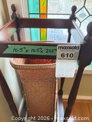 MaxSold Auction: Wood and Wicker Umbrella Stand, Brown/Natural - Saanich (British Columbia, Canada) PARTNER MANAGED Moving Online Auction - Arbutus Road (CONDO)
