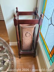 MaxSold Auction: Wood and Wicker Umbrella Stand, Brown/Natural - Saanich (British Columbia, Canada) PARTNER MANAGED Moving Online Auction - Arbutus Road (CONDO)