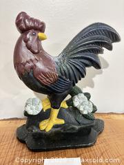 MaxSold Auction: Cast Iron Rooster Doorstop — Medium, Black/Brown/Yellow - Quinte West (Ontario, Canada) SELLER MANAGED Downsizing Online Auction - Rosewood Drive