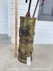 MaxSold Auction: Brass Asian-Style Umbrella Stand, Aged Brass Patina O - Richland Township (Pennsylvania, USA) PARTNER MANAGED Moving Online Auction - Winterthur Lane