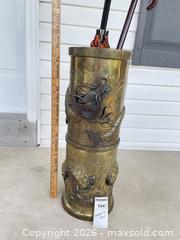 MaxSold Auction: Brass Asian-Style Umbrella Stand, Aged Brass Patina O - Richland Township (Pennsylvania, USA) PARTNER MANAGED Moving Online Auction - Winterthur Lane