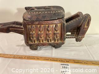 MaxSold Auction: Large Hand-Carved African Wooden Lidded Box with Painted Accents BS2 - Richland Township (Pennsylvania, USA) PARTNER MANAGED Moving Online Auction - Winterthur Lane