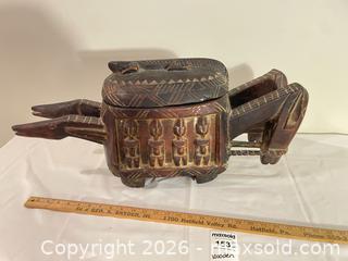 MaxSold Auction: Large Hand-Carved African Wooden Lidded Box with Painted Accents BS2 - Richland Township (Pennsylvania, USA) PARTNER MANAGED Moving Online Auction - Winterthur Lane