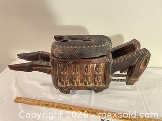 MaxSold Auction: Large Hand-Carved African Wooden Lidded Box with Painted Accents BS2 - Richland Township (Pennsylvania, USA) PARTNER MANAGED Moving Online Auction - Winterthur Lane