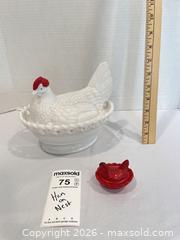 MaxSold Auction: Vintage Milk Glass Hen-on-Nest Covered Dish, 6–9 in DR - Richland Township (Pennsylvania, USA) PARTNER MANAGED Moving Online Auction - Winterthur Lane