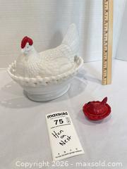 MaxSold Auction: Vintage Milk Glass Hen-on-Nest Covered Dish, 6–9 in DR - Richland Township (Pennsylvania, USA) PARTNER MANAGED Moving Online Auction - Winterthur Lane